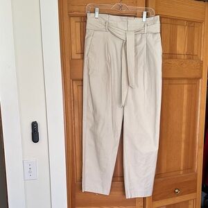 Ann Taylor Beige Paperbag Waist Trousers